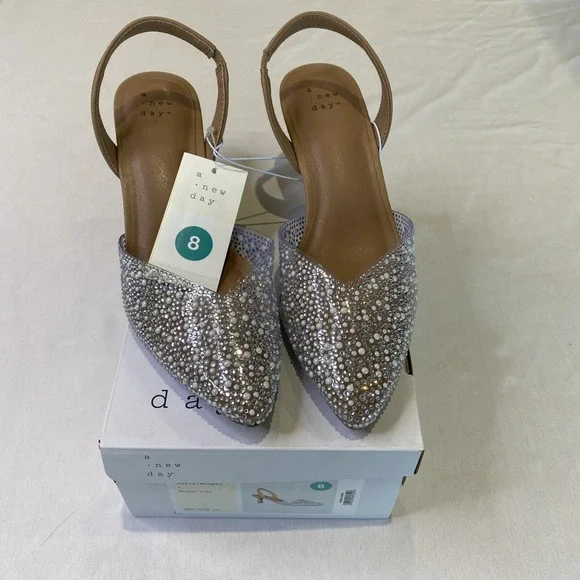 NEW A New Day Women's Isabel Embellished Slingback Heels - Size 8 - Picture 2 of 12